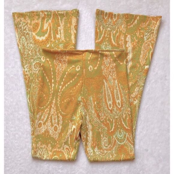 NWT Zara Yellow & Green Jacquard High Waisted Pull On Flare Pants, Size Medium - Picture 16 of 16